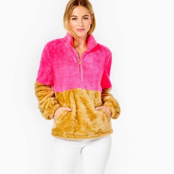 Lilly Pulitzer Keala Sherpa Popover – Pink Isle Colorblock – Size XXS - Picture 3 of 12
